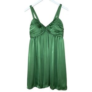 Vineyard Collection Green Gathered Bust Sleeveless Bow‎ Back Mini Dress Size 8